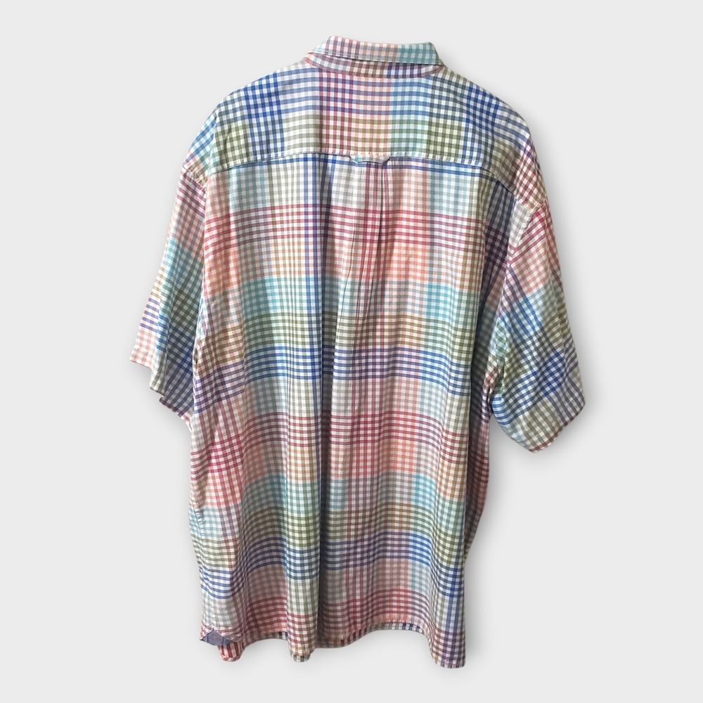 Tommy Bahama Mens 4XLB Rainbow Check Plaid Short Sleeve Button Down Shirt - Picture 3 of 9